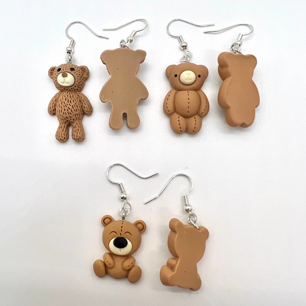 Teddy Bear Earrings - Baby Shower Earrings - Gender Reveal Earrings - DDLG - Picture 7 of 10
